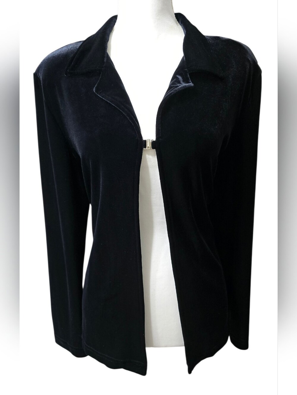 Vintage Studio Women's Black Velvet Open-Front Jacket/ Cardigan